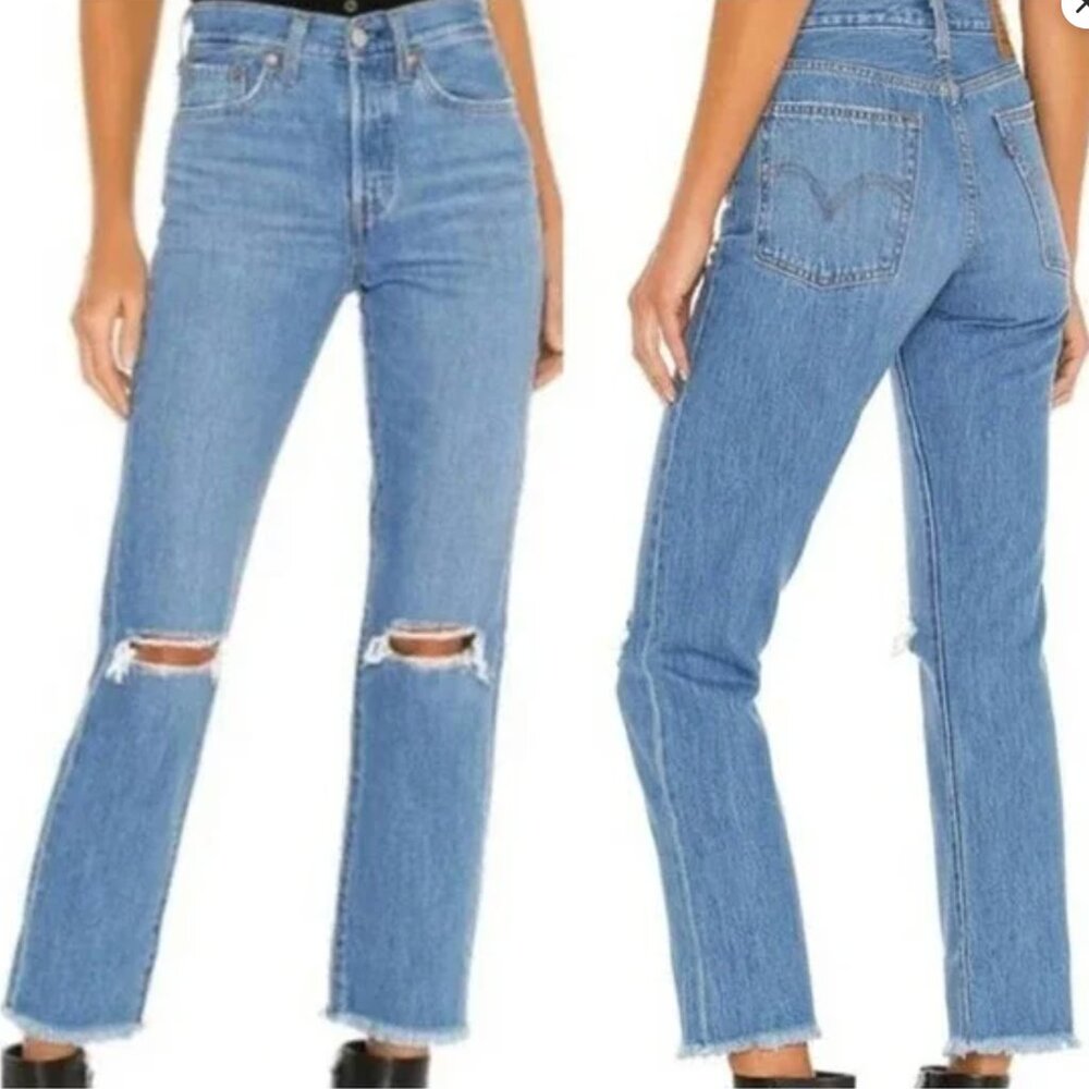 Levis Wedgie Straight Blue Sz 25 Length 26